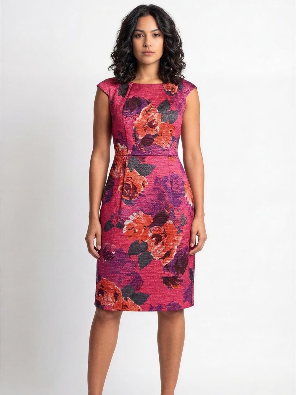 NWT Trina Turk Floral Sheath Dress Womens Size 8 Pink Orange Textured Sleeveless